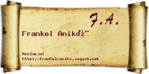 Frankel Anikó névjegykártya